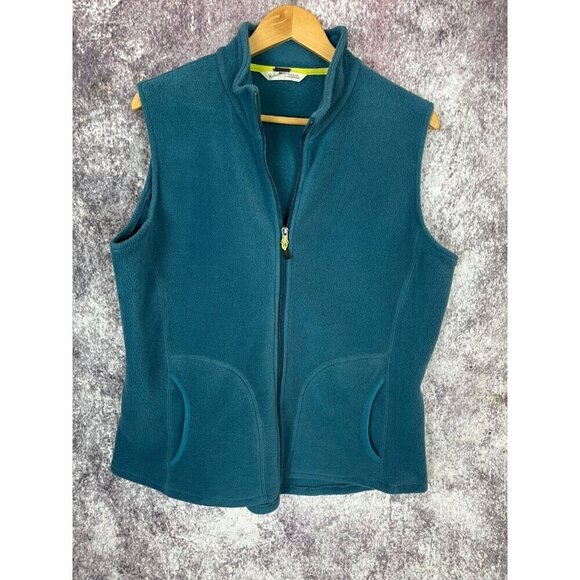 Woolrich Fleece Vest Womans L Blue Zip Up Gorpcore Hike Camp Trail Outdoors - Picture 1 of 12